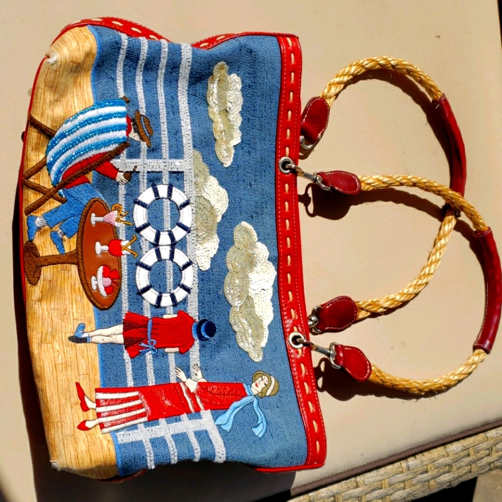 Isabella Fiore Beaded Canvas Handbag